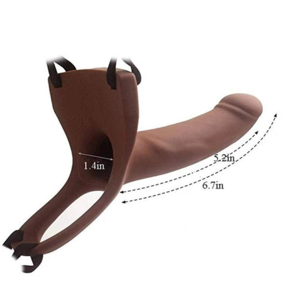 Aphrodisia Hollow Strap-On 17 cm İçi Boş Titreşimli Uzaktan Kumandalı Belden Bağlamalı Strap-on-Brown