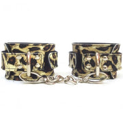 Fetish Love Game Leather Hand Cuffs Deri Kelepçe Leopar
