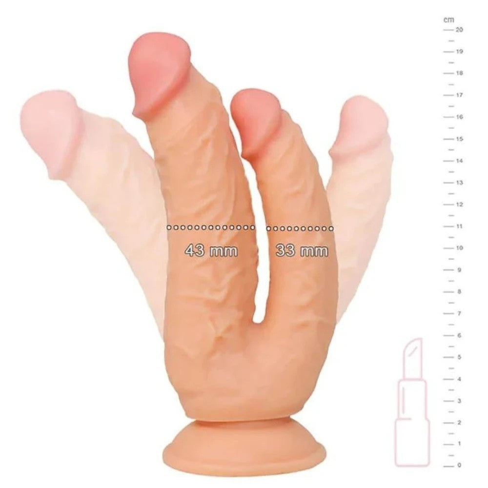 Dildo Series Lifelike G-Spot Anal ve Vajinal Çift Taraflı Belden Bağlamalı Realistik Penis Flesh