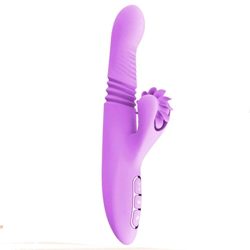 Dibe Haloy Vella Thrusting İleri Geri Hareketli Rabbit Stimulatör Vibratör Purple