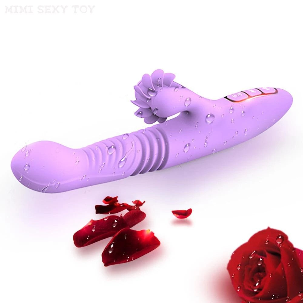 Dibe Haloy Vella Thrusting İleri Geri Hareketli Rabbit Stimulatör Vibratör Purple