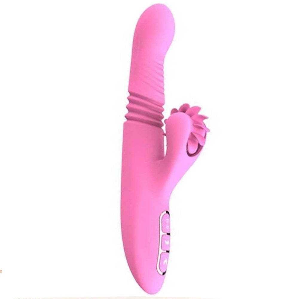 Dibe Haloy Vella Thrusting İleri Geri Hareketli Rabbit Stimulatör Vibratör Pink