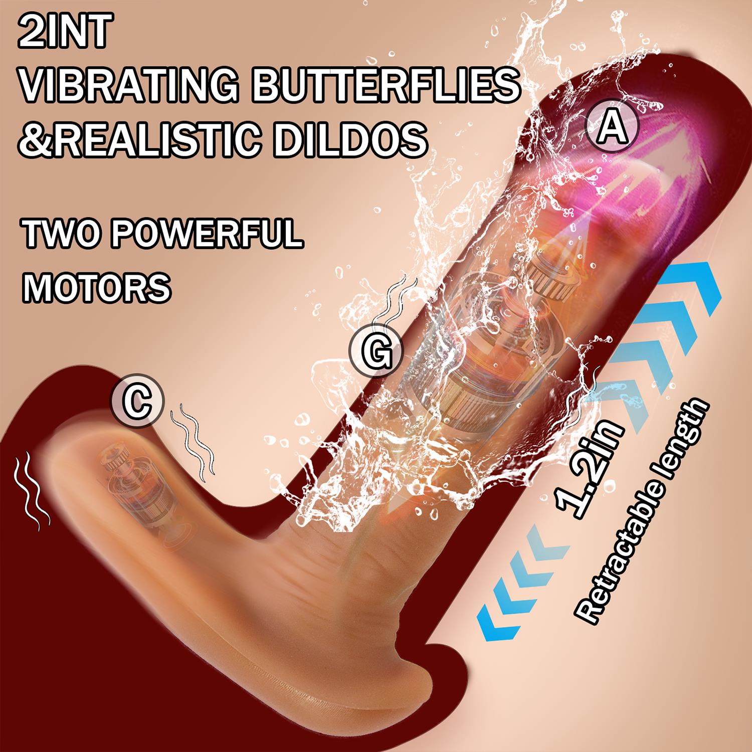 4’ü 1 Arada Isıtmalı Thrusting Vibratör Uzaktan Kumandalı Dual Motor 9 Mod Giyilebilir Hareketli