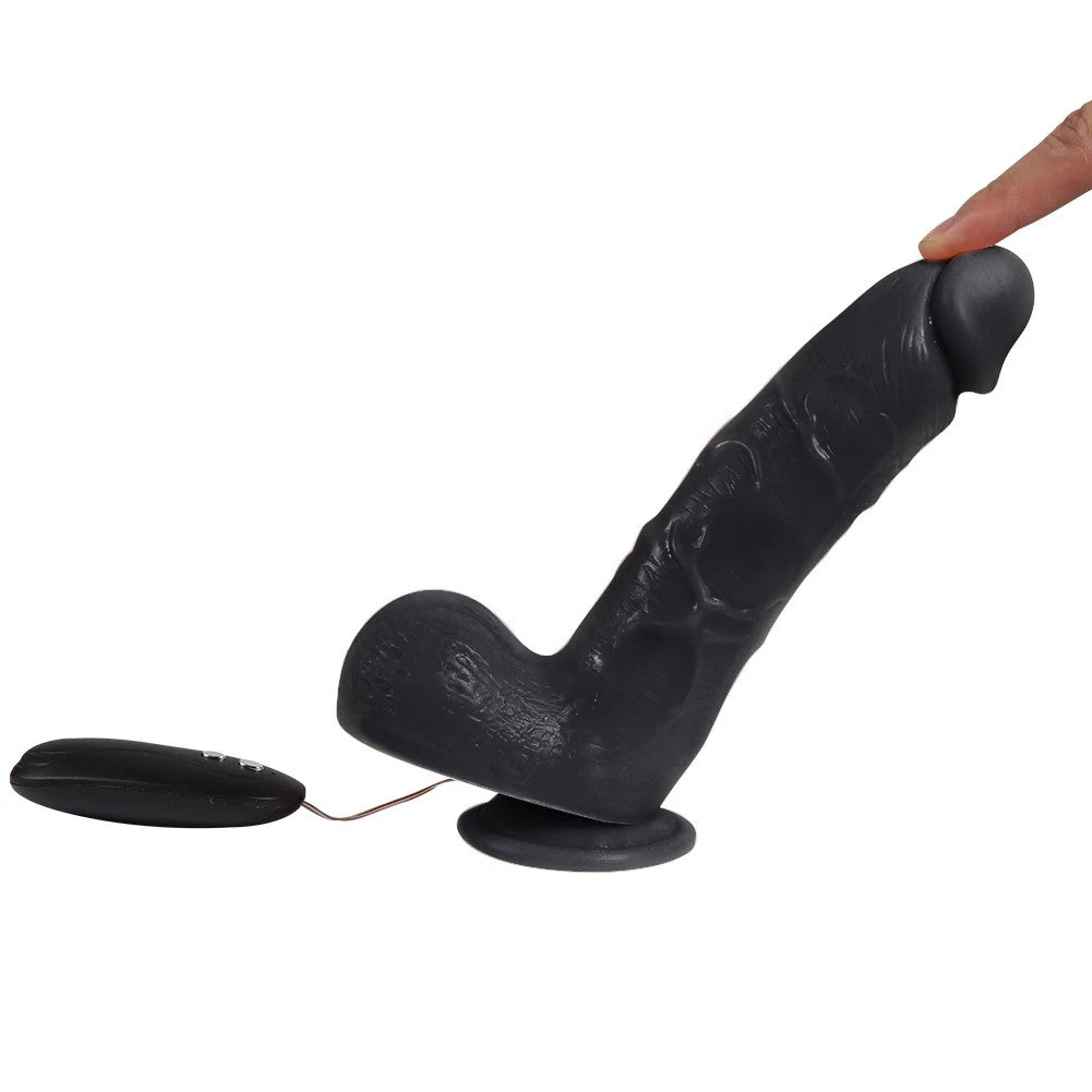 Xise Dildo Series Adam Rubber 21 cm Titreşimli Belden Bağlamalı Realistik Zenci Penis XS-WBC10012-V Black