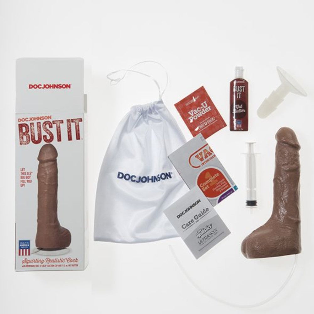 Doc Johnson Bust It Squirting Realistic Cock Fışkırtmalı Boşalabilir Realistik Penis Caramel