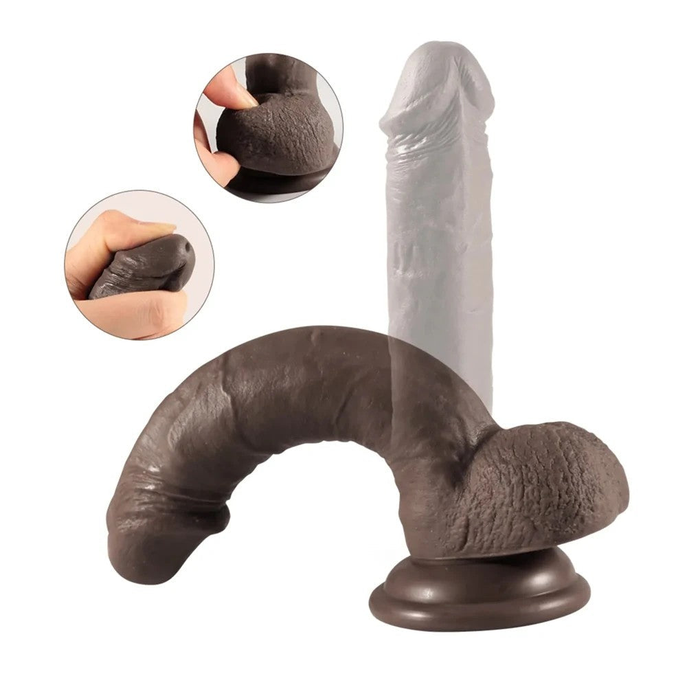Shequ Dildo Series Addison Veins 17 cm Realistik Penis SQ-WBC10046 Brown