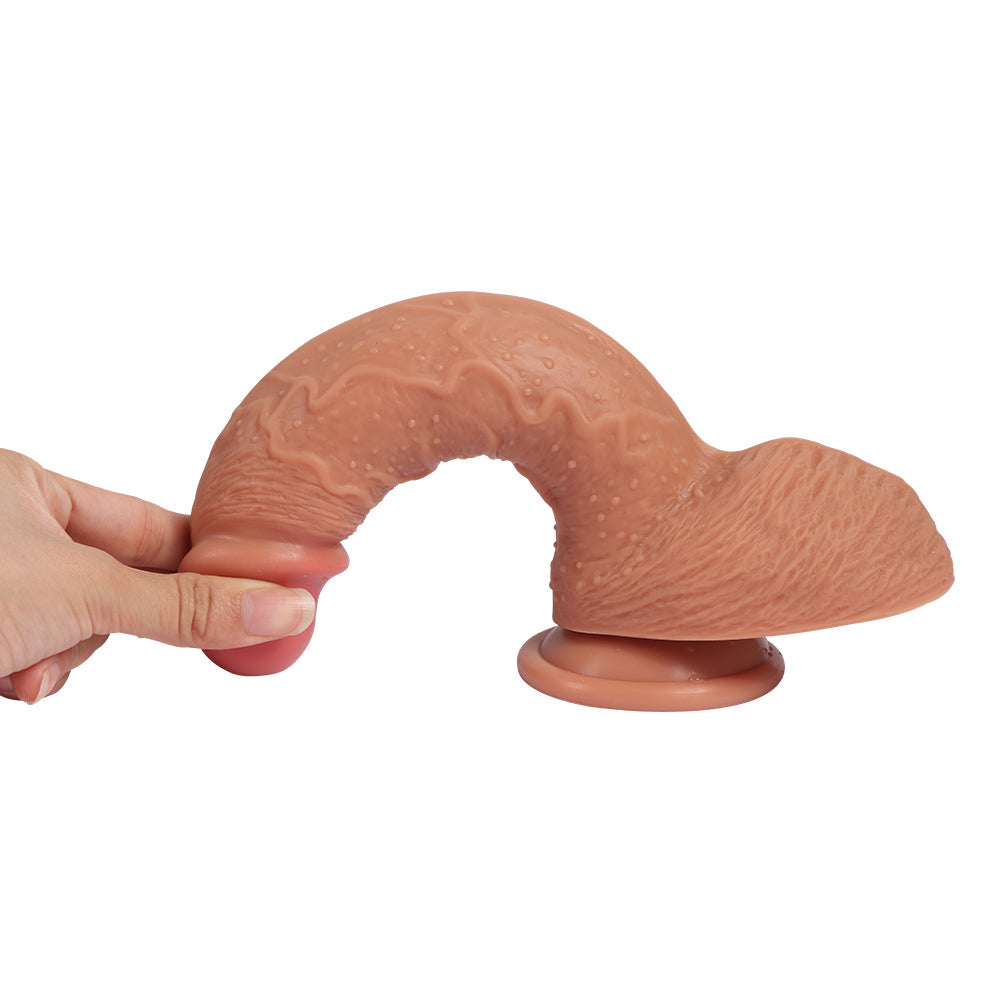 Shequ Dildo Series Buru Yumuşak Dokulu Çift Katmanlı Belden Bağlamalı 22 cm Realistik Penis SQ-WBD10011