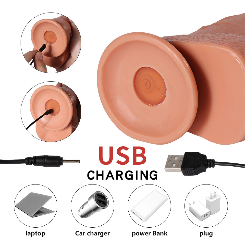 Shequ Sean Vibrating Dildo 20 Mod Titreşimli Belden Bağlamalı Realistik Penis 22 cm SQ-WBE10043