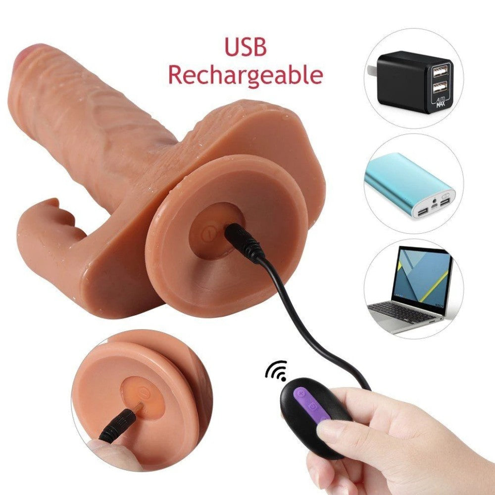 Shequ Dildo Series Austin Sallama Modlu Dual Titreşimli Realistik Penis 21.5 cm SQ-WBC10034-V