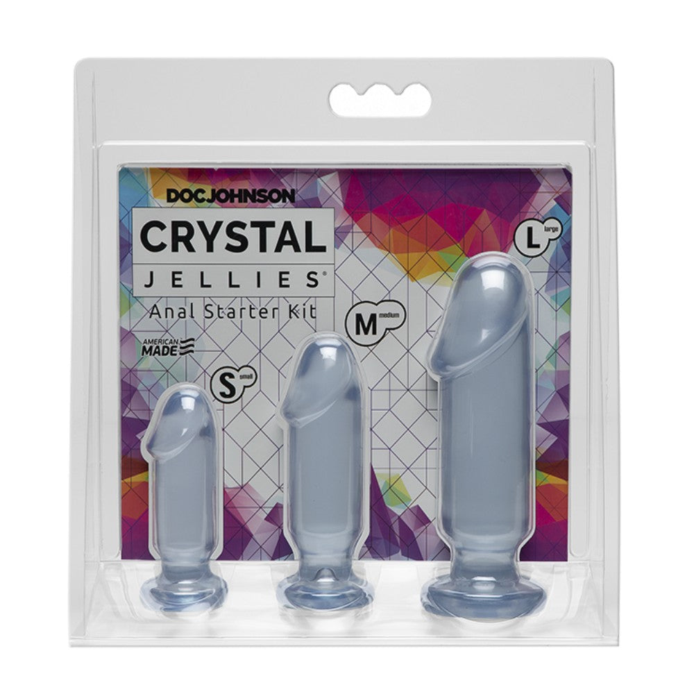 Doc Johnson Crystal Jellies Anal Starter Kit Anal Plug Set Clear