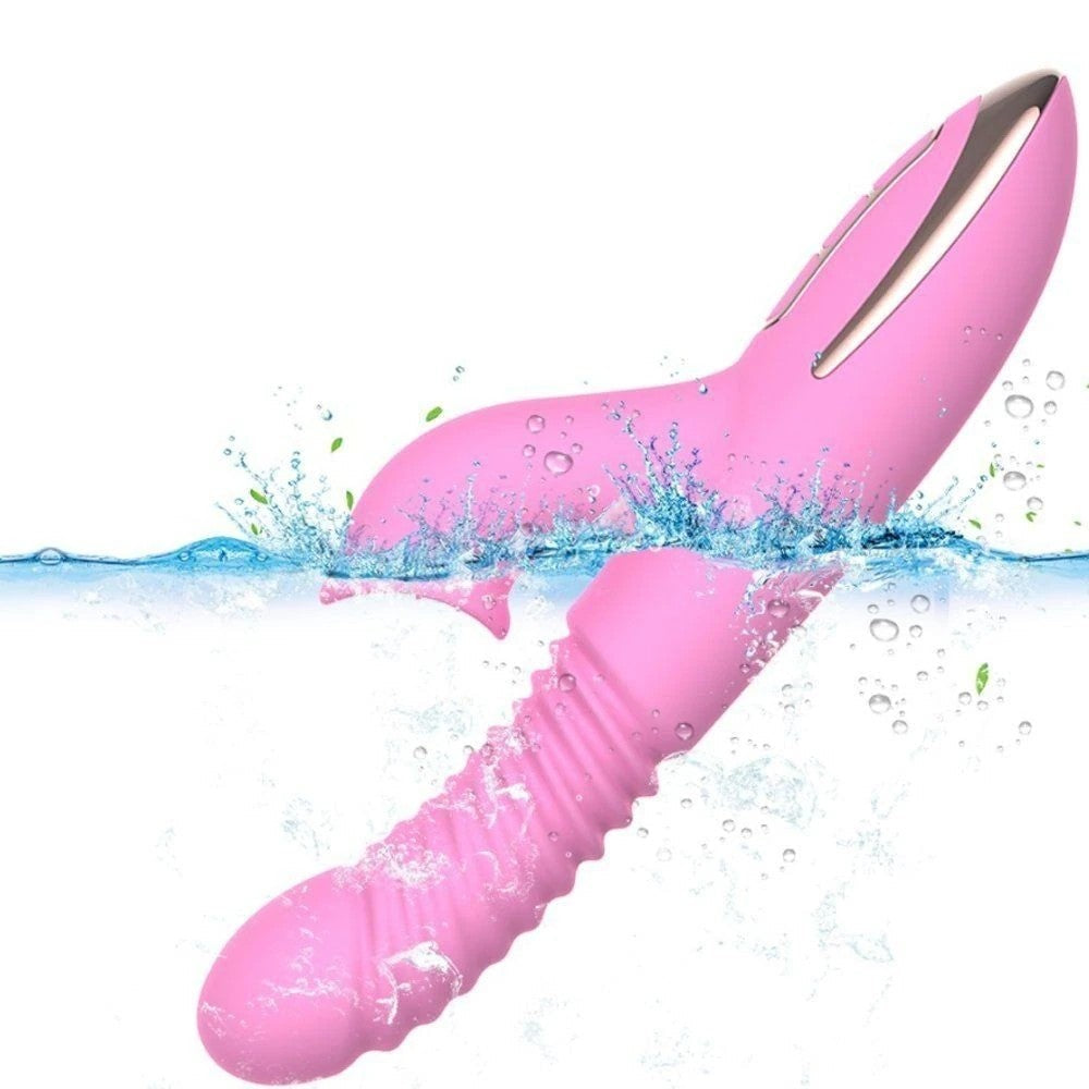 Dibe Angelia Thrusting İleri Geri Hareketli Dilli Rabbit Vibratör Pink