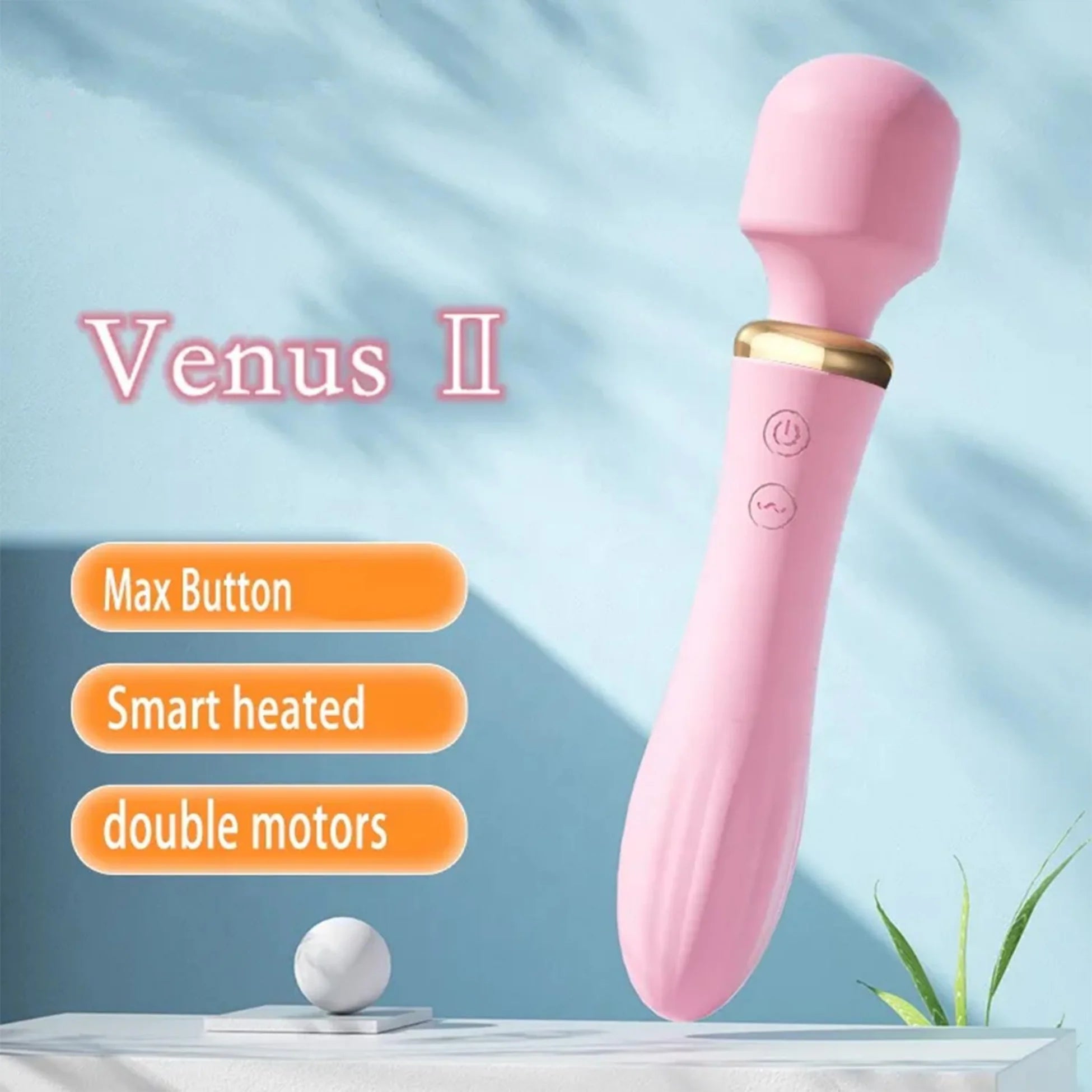 Venus II Isıtmalı Wand Vibratör 10 Mod Çift Motorlu USB Şarjlı Su Geçirmez