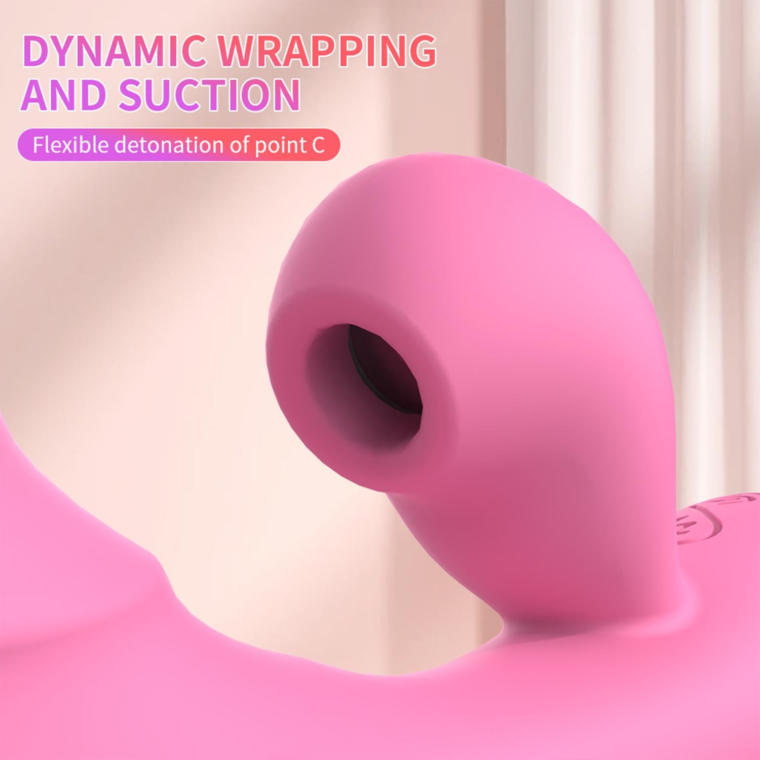 Emişli Curved Rabbit Vibratör Titreşim ve Emiş Bir Arada Su Geçirmez Yumuşak
