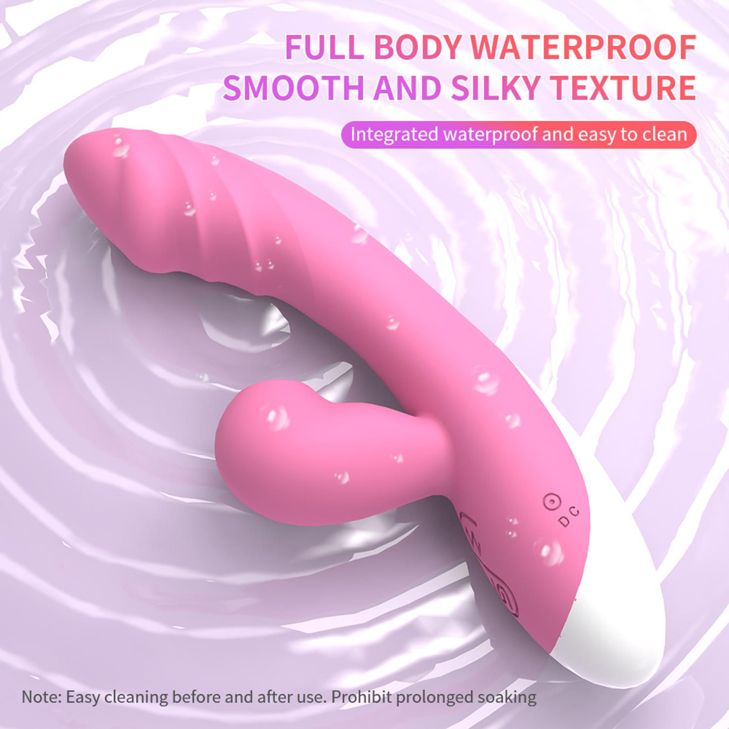 Emişli Curved Rabbit Vibratör Titreşim ve Emiş Bir Arada Su Geçirmez Yumuşak