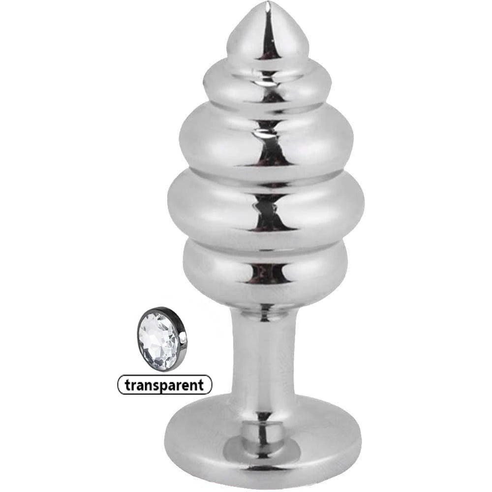 Frowzer Silver Medium Beyaz Taşlı Boğumlu Metal Plug