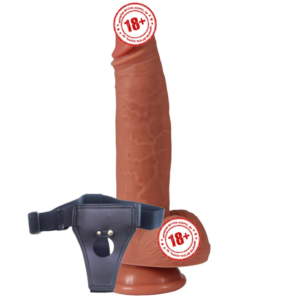 Shequ Leo Belden Bağlamalı 23 Cm Strapon Realistik Penis