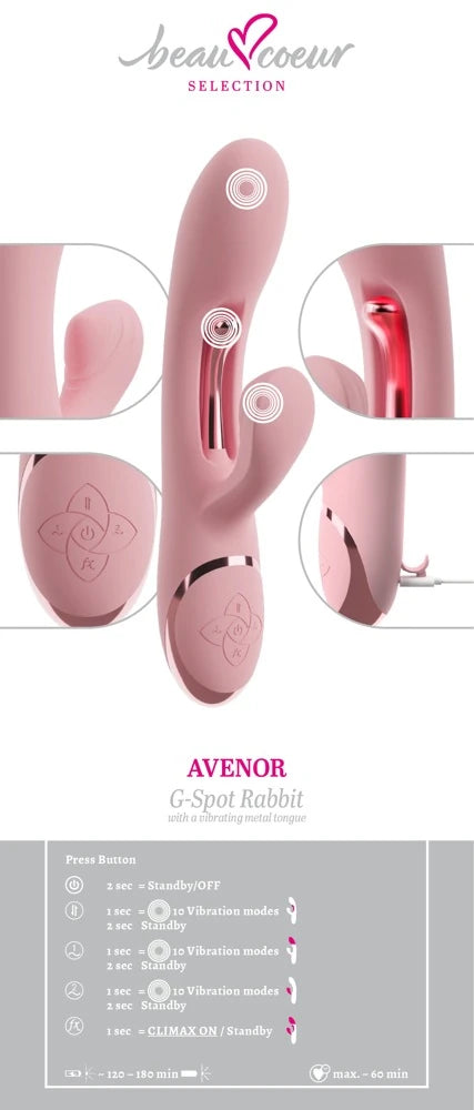 Beau Coeur Avenor Metal Dilli ve Climax Tuşlu 3 Motorlu Rabbit Vibratör