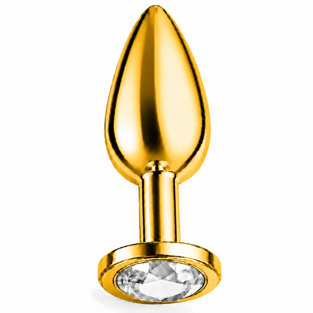 Frowzer Anal Fantasy Luxury Diamond Gold Çelik Beyaz Taşlı Metal Anal Plug – Medium