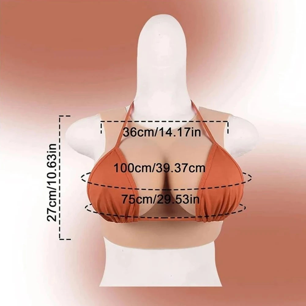 Bodysuit Crossdresser Askılı Giyilebilir Silikon Göğüs Cup 100 Cm.