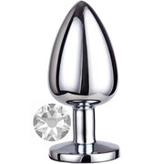 Erox Luxury Silver Beyaz Taşlı Orta Boy Metal Anal Plug