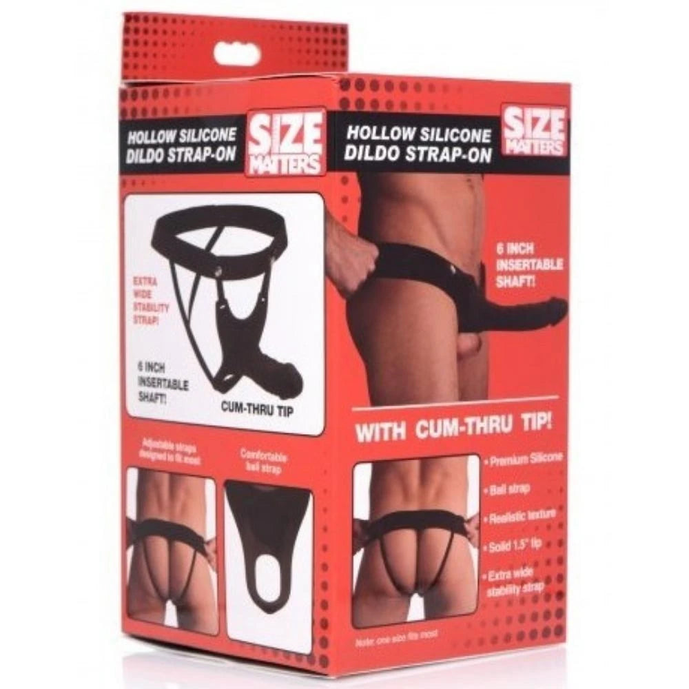 Size Matters Hollow Strap-On Black İçi Boş Kemerli Penis 25 Cm