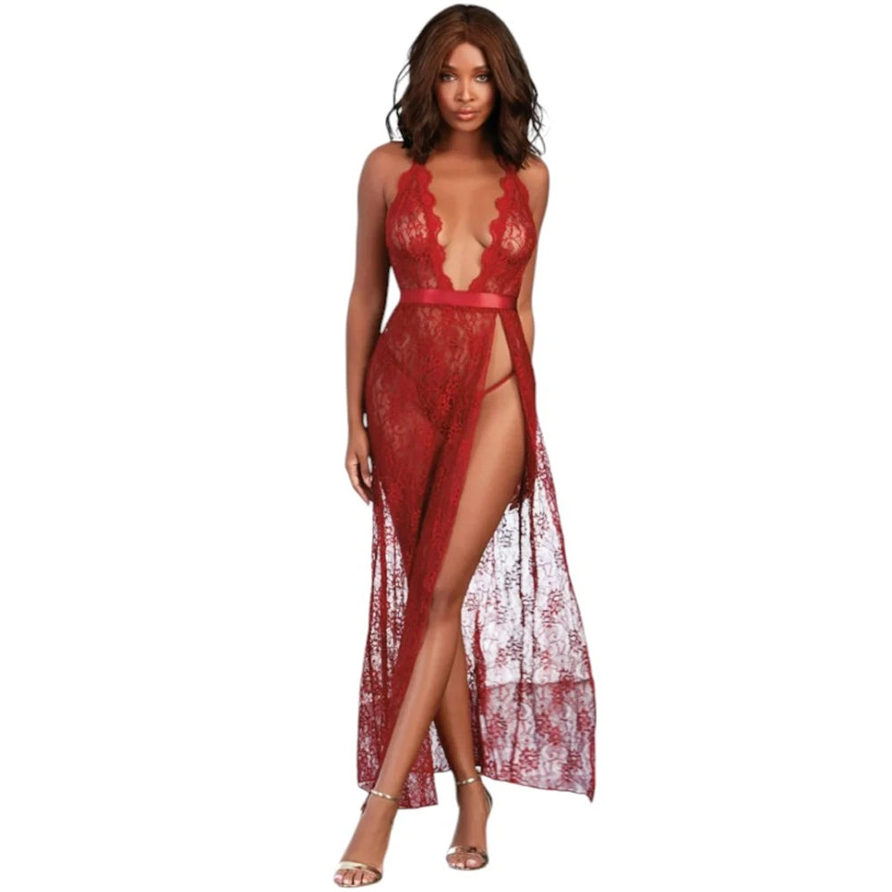 Frowzer Fantasy Wear Daria Dantelli Fiyonklu Uzun Gecelik Takımı