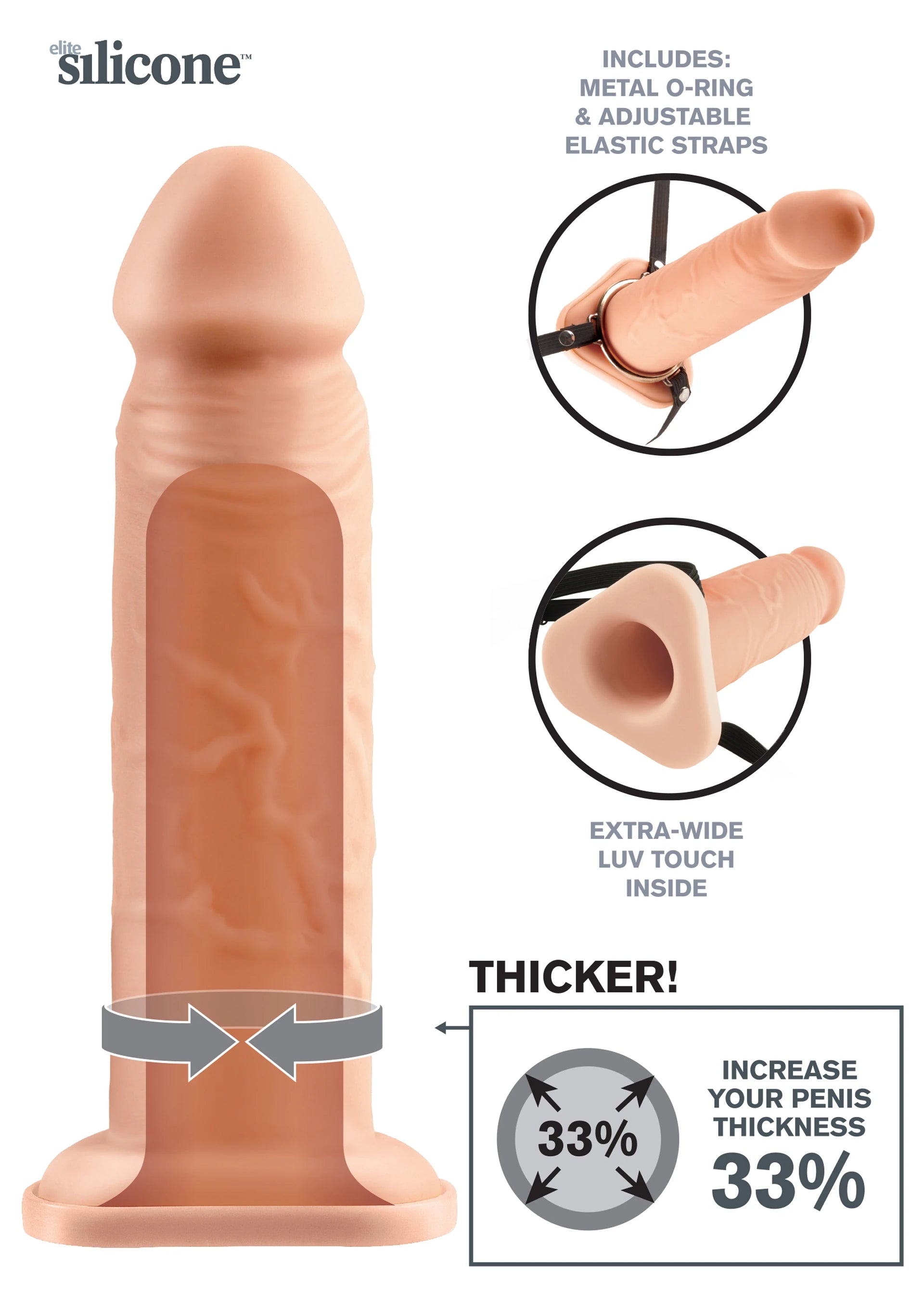 Pipedream Fantasy X-Tensions 8'' Amerikan İçi Boş Belden Bağlamalı Penis