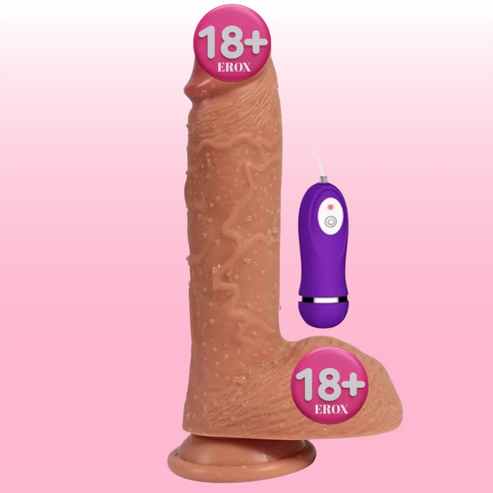 Shequ Dildo Series Buru Çift Katmanlı 22 Cm Titreşimli Realistik Penis