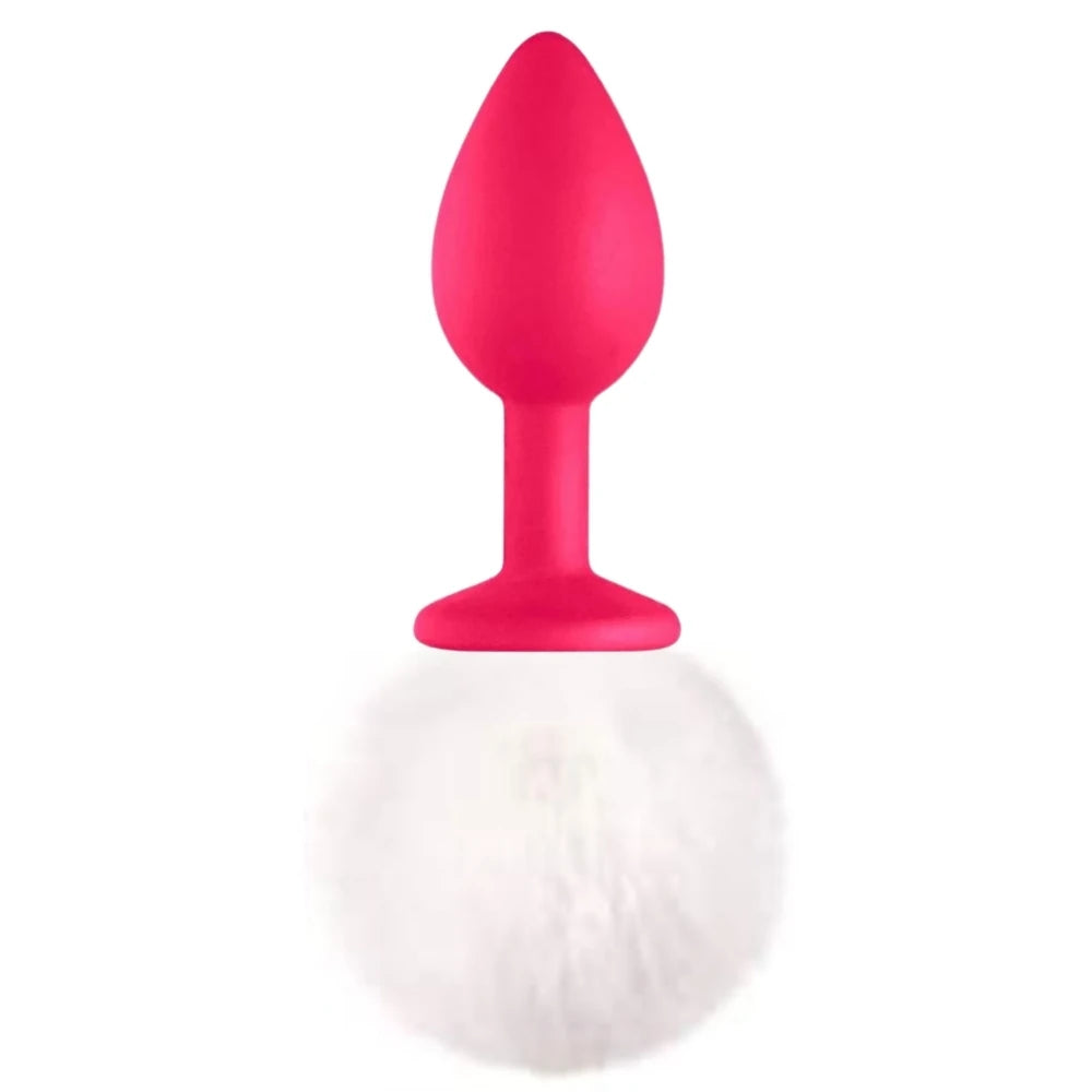Frowzer Luxury Pink Silicone Bunny Tail White Kuyruklu Anal Plug