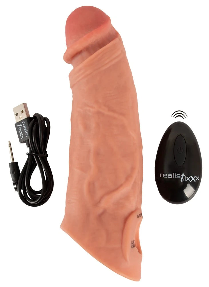 Frowzer Realistixxx Uzaktan Kumandalı Titreşimli ve Testis Halkalı Penis Kılıfı