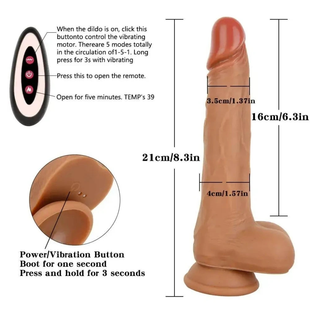 Marcelo Natural Dildo Aktif Isıtmalı 22 Cm İleri Geri Hareketli Realistik Penis