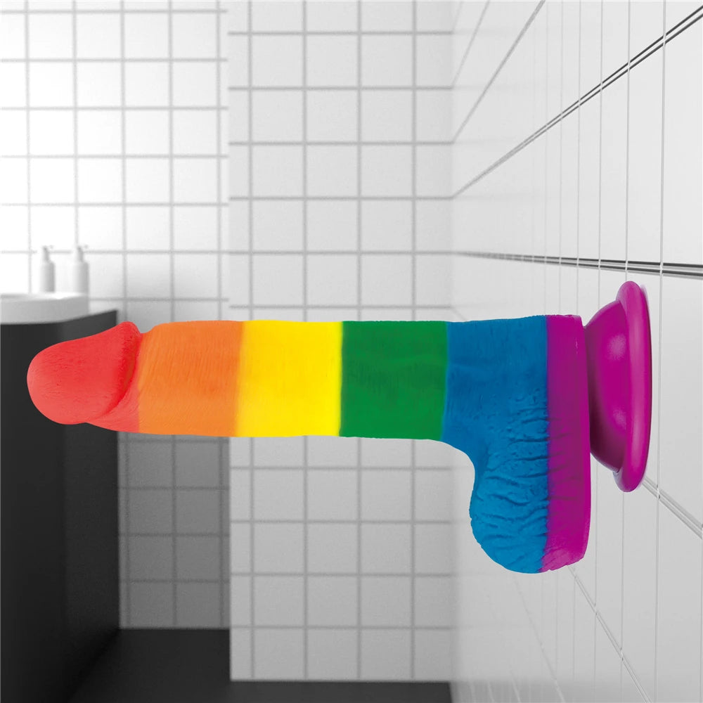 Lovetoy Prider Dildo 19.5 cm Belden Bağlamalı Renkli Realistik Penis LV410026