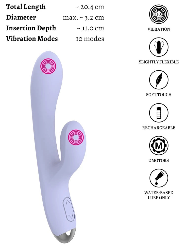 Beau Coeur Rivano Çift Motorlu ve Kavisli Rabbit Vibratör