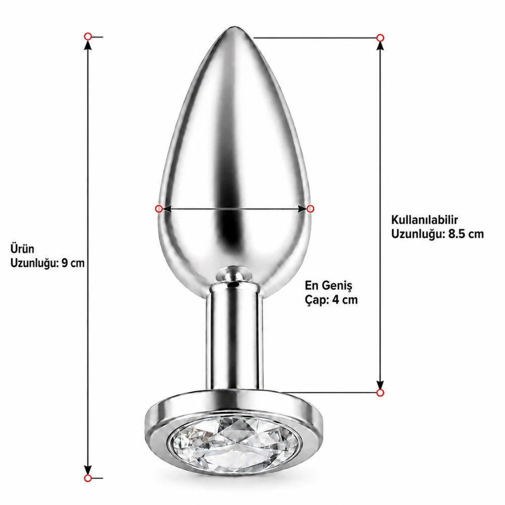Frowzer Anal Fantasy Luxury Diamond White Taşlı Çelik Metal Anal Plug – Large