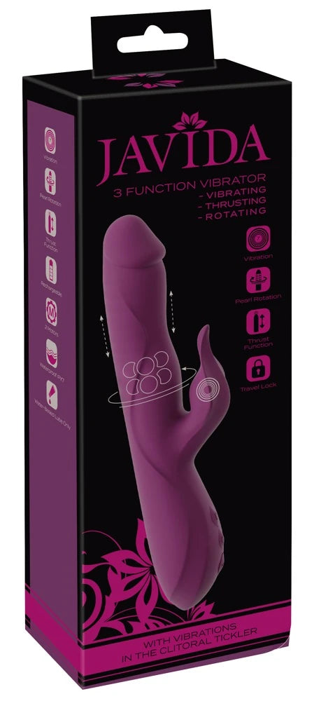 Javida 3 Fonksiyonlu İtmeli ve Dönebilen Şarj Edilebilir Rabbit Vibratör