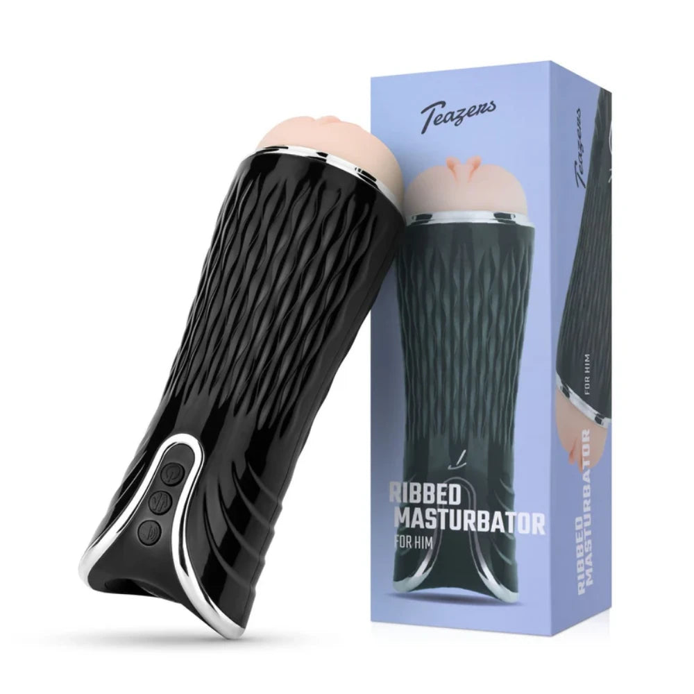 Teazers Electric Ribbed Realistic Silicone Titreşimli Mastürbatör