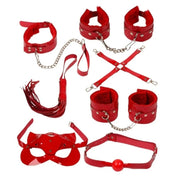 The Fetish 7 Pcs Policarbon Deri Fetiş Set-Kırmızı