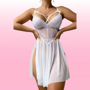 Frowzer Fantasy Wear Yırtmaçlı Seksi Gecelik-Beyaz