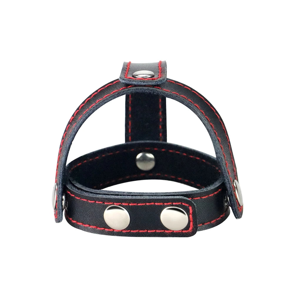 Lovetoy Bondage Fetish Leather Cockring With Ball Divider