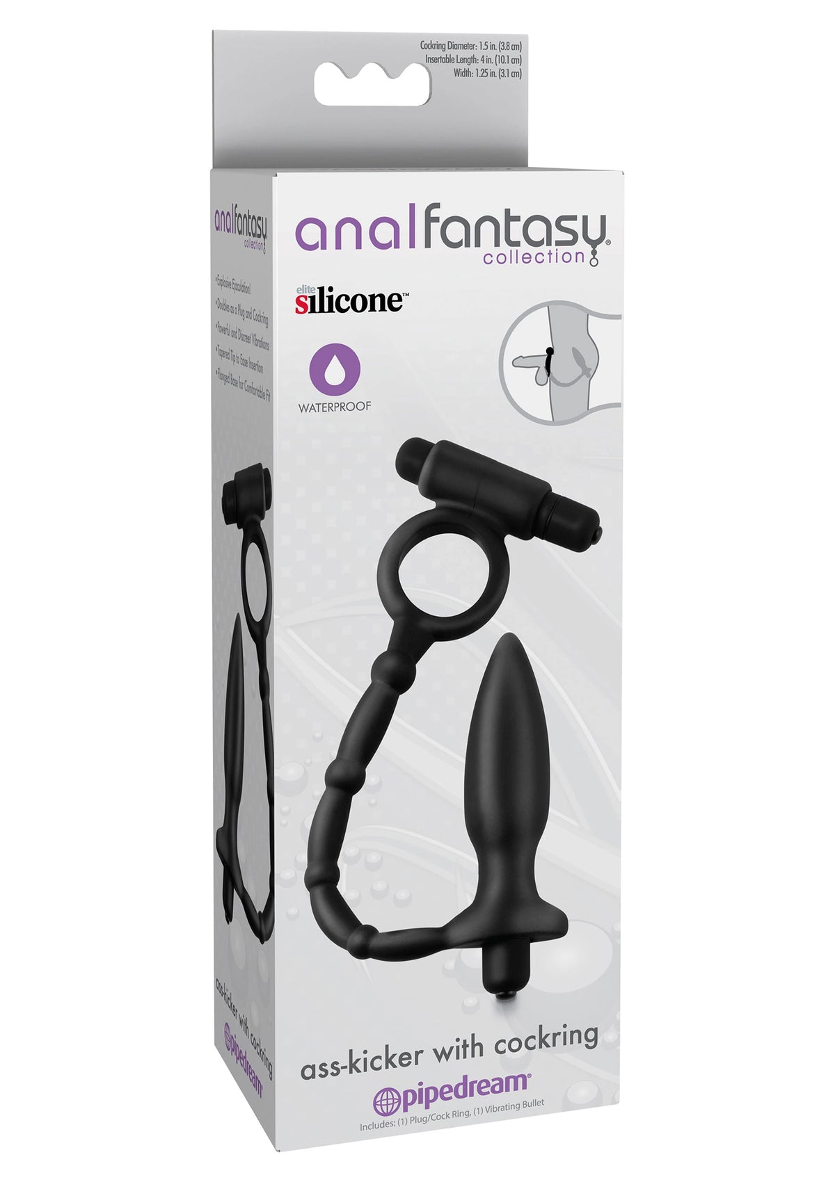 Pipedram Ass-Kicker With Titreşimli Penis Halkası ve Anal Plug