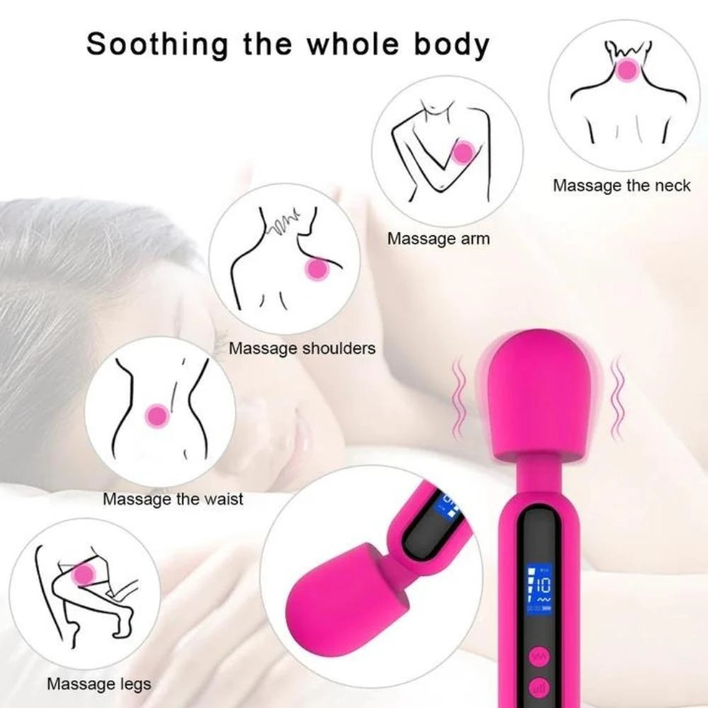 Shumix Oem Flexible Head 10 Mod Masaj Wand Vibratör-Black