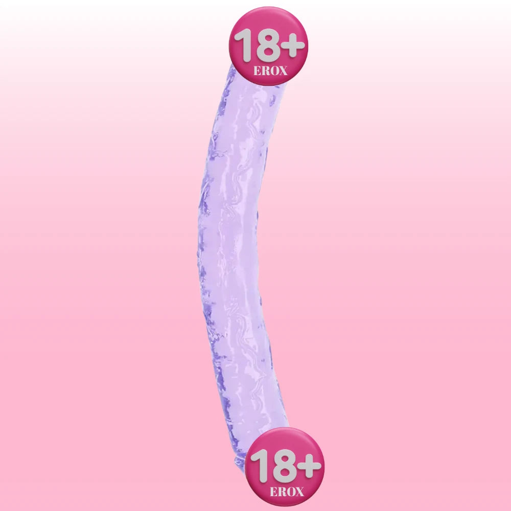 Doc Johnson Crystal Jellies 30 Cm Çift Taraflı Realistik Jel Penis-Mor