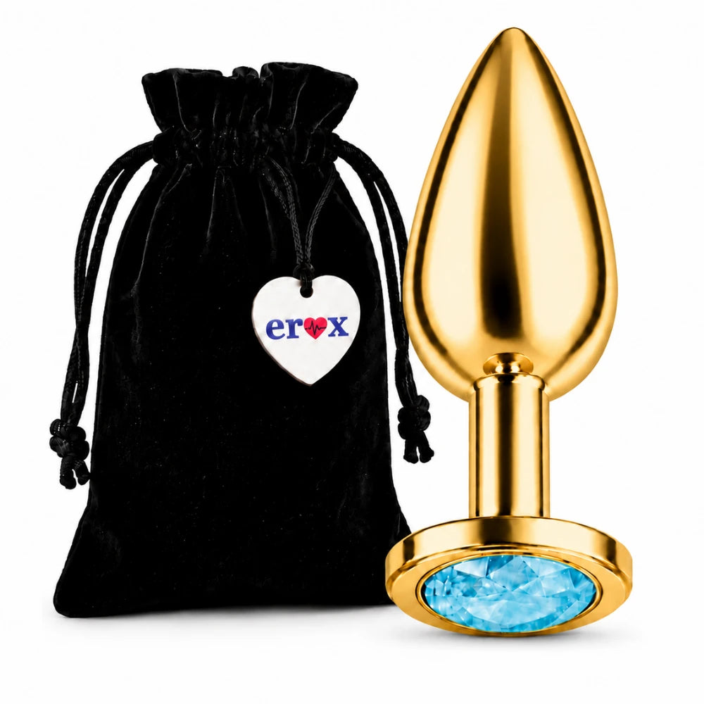 Frowzer Anal Fantasy Luxury Diamond Gold Çelik Mavi Taşlı Metal Anal Plug – Large