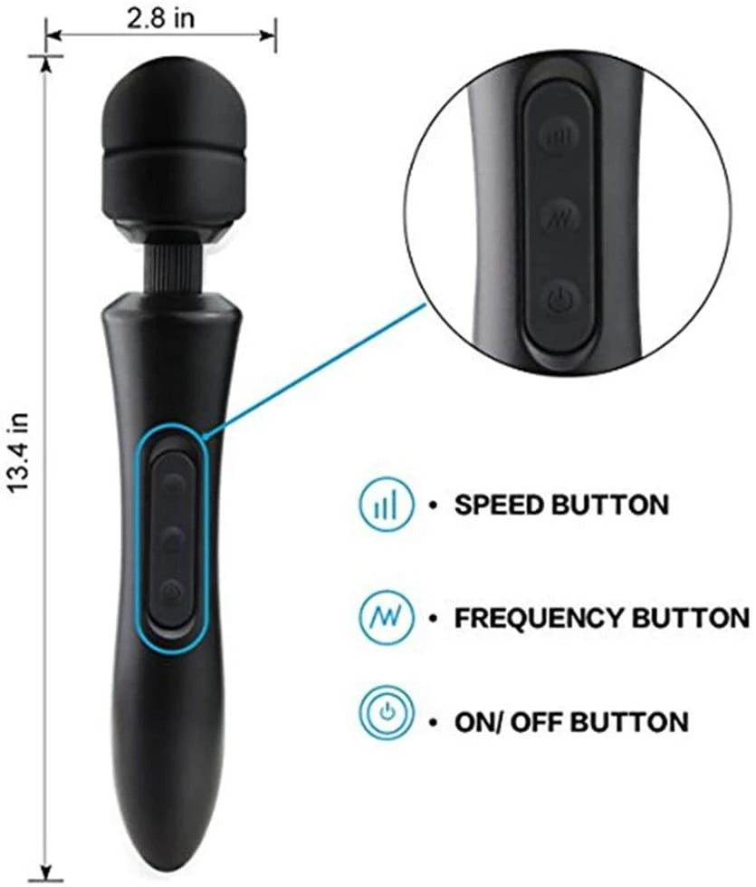 Frowzer Magic Wand Double Massager Masaj Wand Vibratör-Black