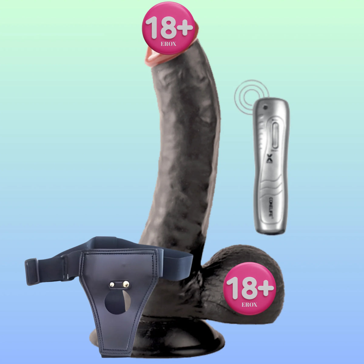 Frowzer Strap-On Samuel Titreşimli Belden Bağlamalı Realistik Zenci Dildo