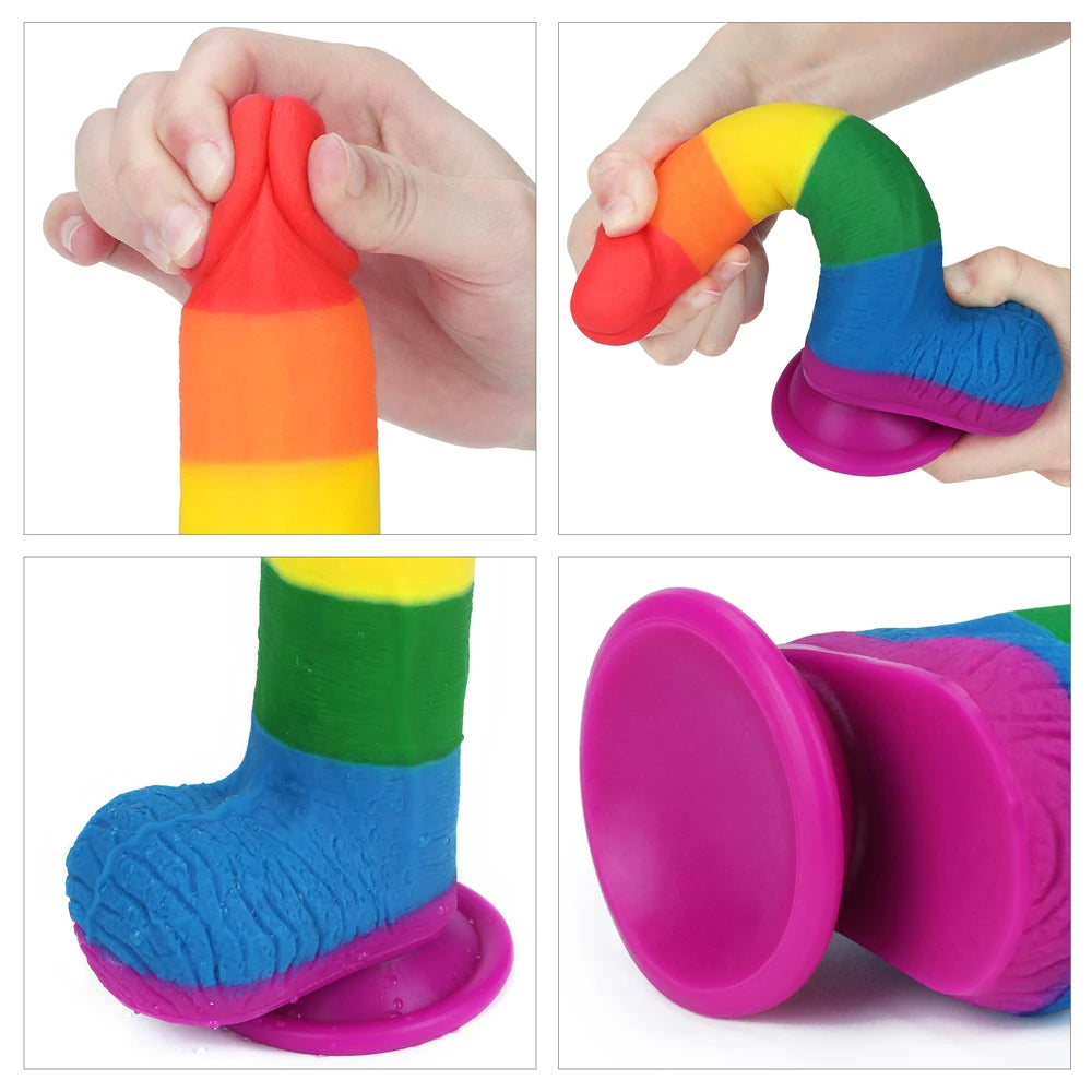 Lovetoy Prider Dildo 19.5 cm Belden Bağlamalı Renkli Realistik Penis LV410026