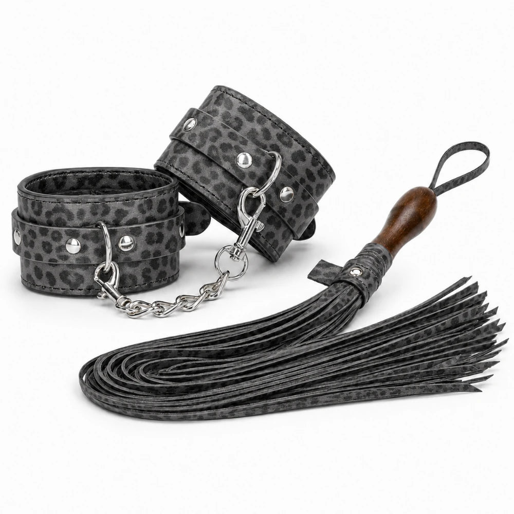 Frowzer Fetish Love Game Kırbaç Kelepçe 2'li Set-Leopar