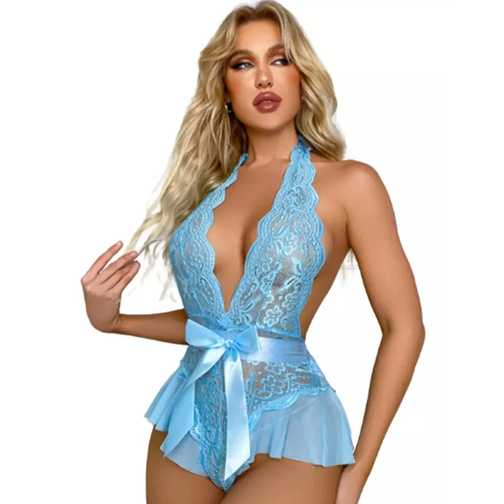 Frowzer Fantasy Wear Daria Bodysuit Seksi Askılı Derin V Yaka Gecelik