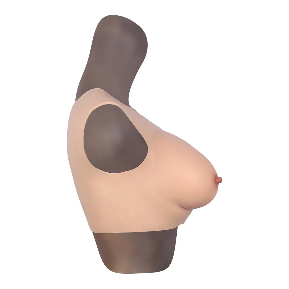 Bodysuit Crossdresser Brown Askılı Giyilebilir Silikon Göğüs M Beden