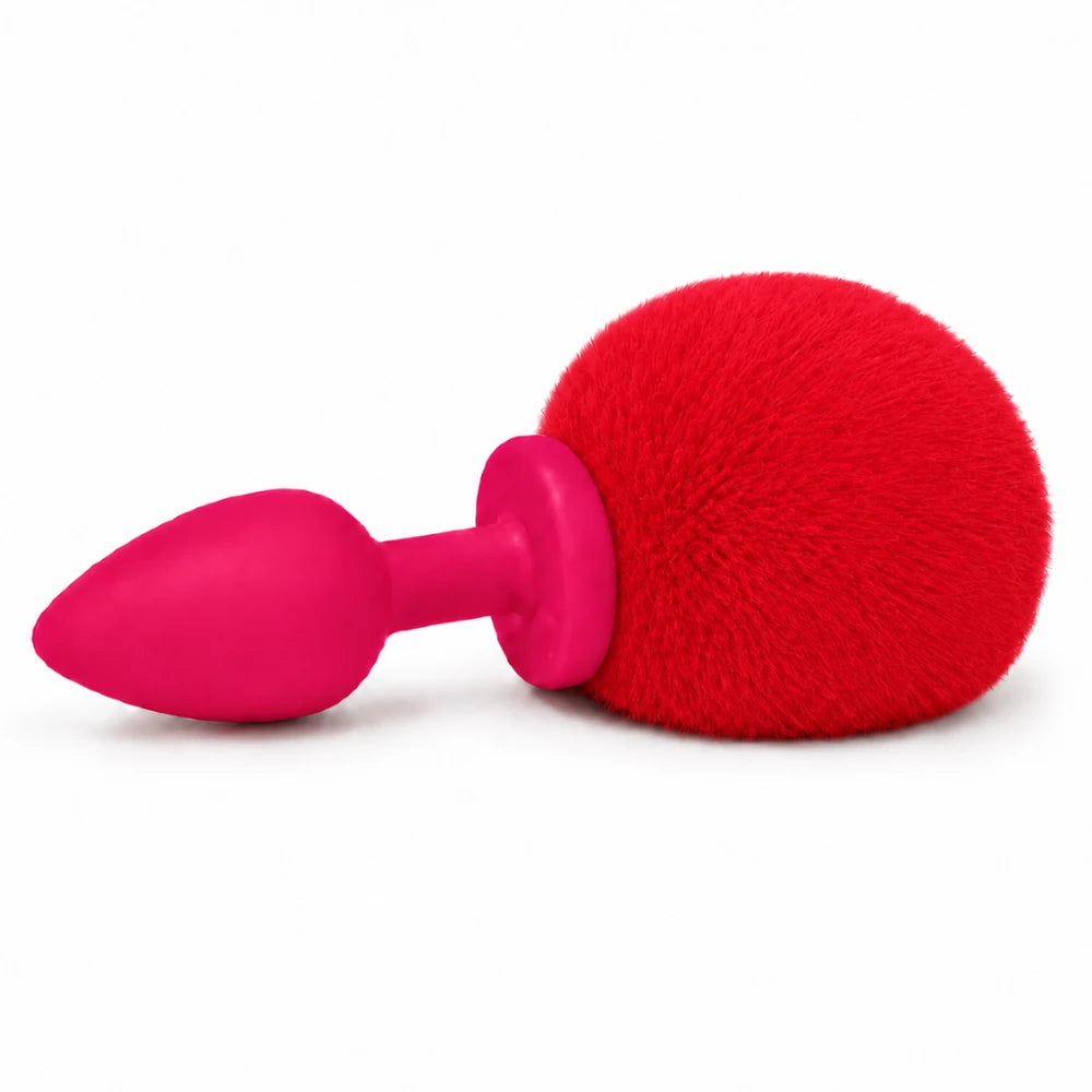 Frowzer Anal Fantasy Yumuşak Silikon Kırmızı Ponpon Peluş Anal Plug-Pink